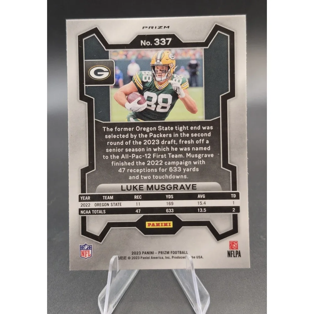 2023 Panini Prizm Luke Musgrave #337 Rookie Red Sparkle Prizm (RC) GB Packers
